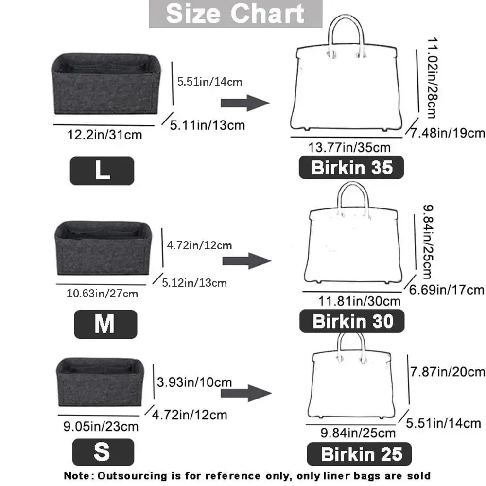 sac à main en feutre simple, sac d'insertion, support de sac, sac interne multi-poches, sac portable de voyage, organisateur pour birkin25/30/35