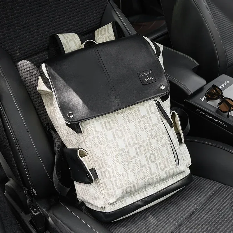 sac à dos pour hommes avec lettres imprimées, avec interface usb, grande capacité, pour ordinateur portable de 14 pouces, sac à dos de voyage en plein air