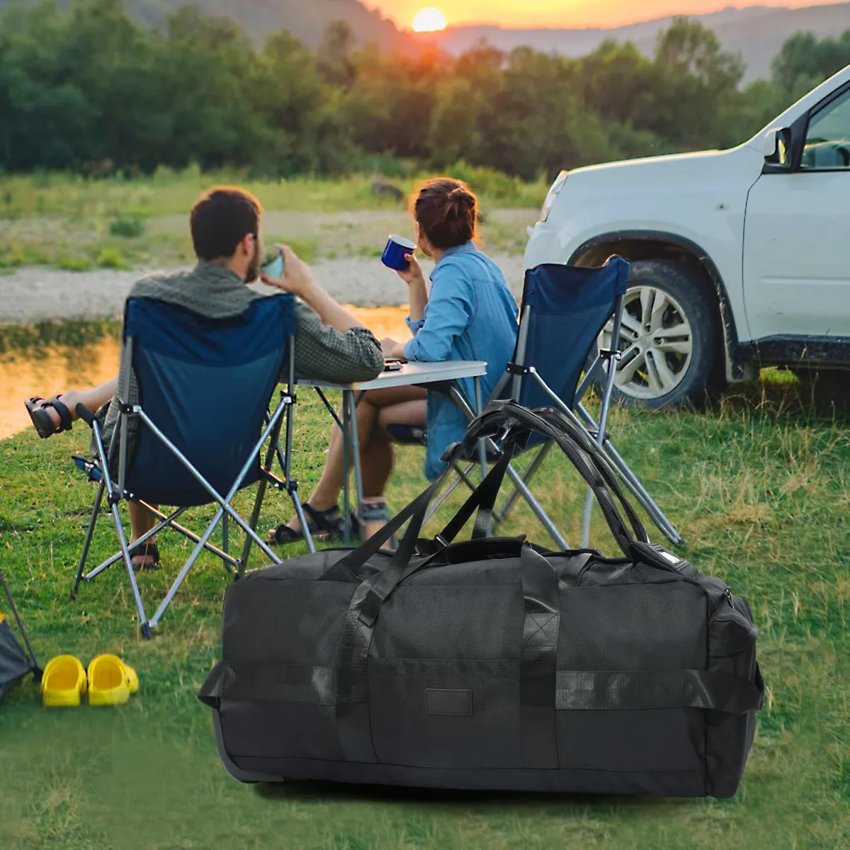 sac de sport roulant 80l avec roulettes sac de voyage pliable robuste de 31 pouces bagage à roulettes résistant à l'eau avec bandoulière