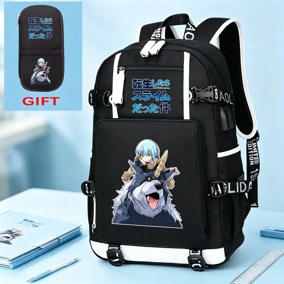 sac à dos d'école kawaii de l'anime that time i got reincarnated as a slime pour adolescentes et adolescents, sac à dos léger en oxford pour ordinateur portable