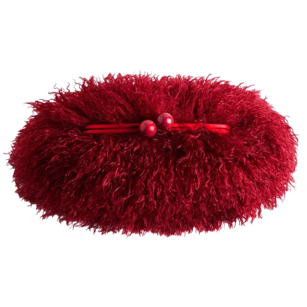 sac à main en fausse fourrure kisslock pour femme, pochette chaude et moelleuse pour l'hiver, sac à fermoir à cadre, rouge, jaune, orange, rose, beige