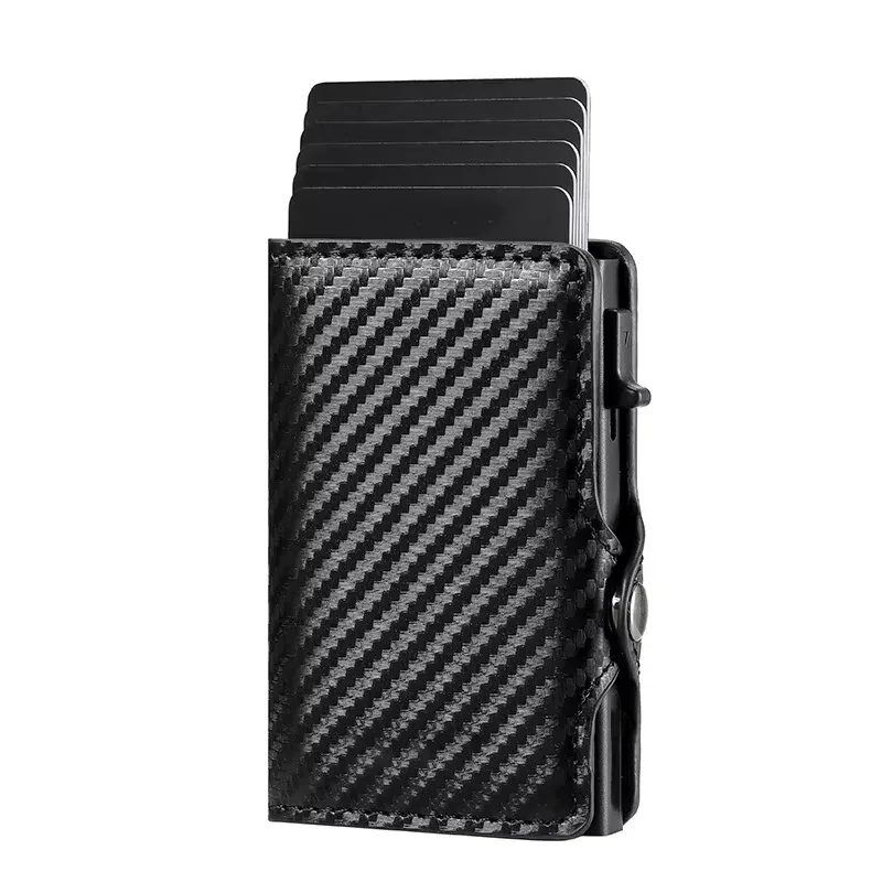 porte-cartes anti-scan rfid, portefeuille fin en fibre de carbone pour homme, organisateur de cartes bancaires portable, sac de rangement multifonctionnel pour pièces de monnaie