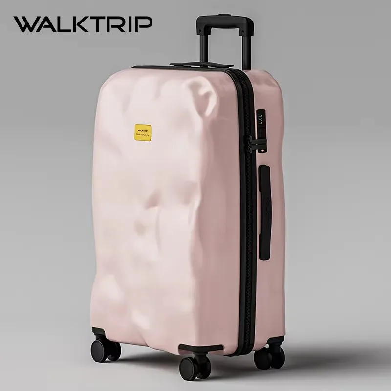 valise créative au design irrégulier cratère de météorite, tendance rétro, bagage à roulettes de voyage 20/24/26/28 pouces avec serrure tsa, en matériau pc