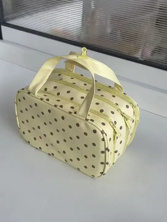 nouvelle trousse de rangement cosmétique portable à trois compartiments, grande capacité, trousse de toilette de voyage, trousse de maquillage à main pour femmes