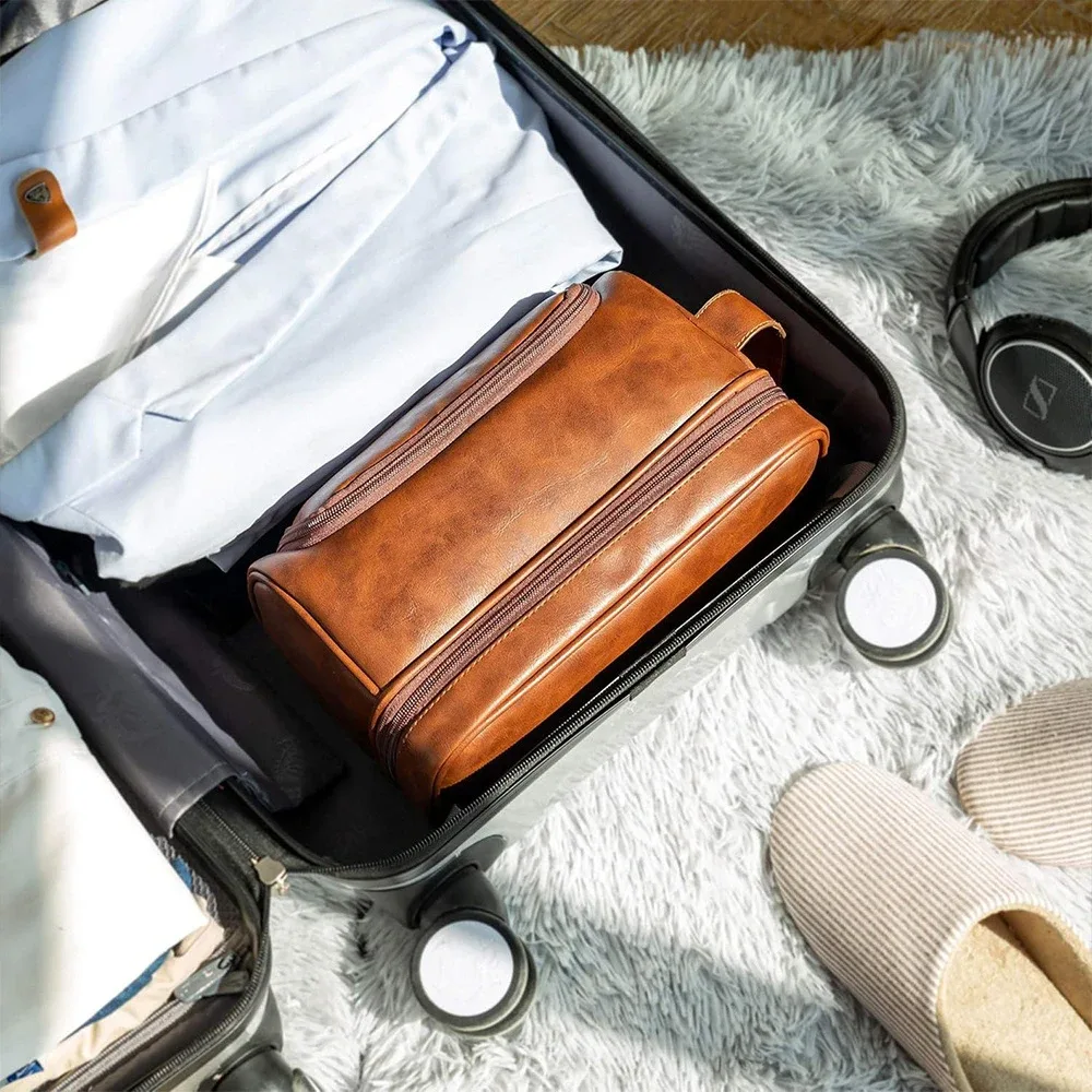 trousse de toilette suspendue à motif personnalisé, sac de lavage portable classique pour articles de rasage et soins de la peau, idéal pour les voyages d'affaires quotidiens