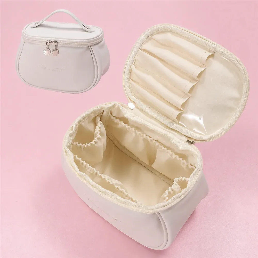 sac de maquillage imperméable de grande capacité pour femmes, sac de toilette en cuir pu de grande capacité, sac de rangement pour cosmétiques de voyage
