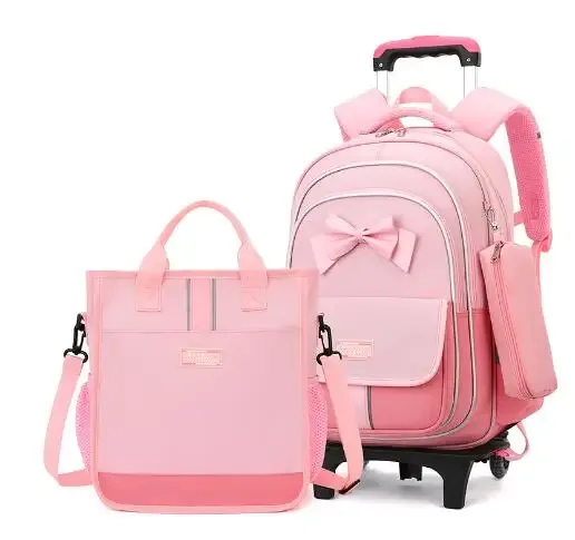sac à dos à roulettes pour filles, sacs d'école à roulettes, bagage de voyage à main avec sac à main, sacs pour tout-petits