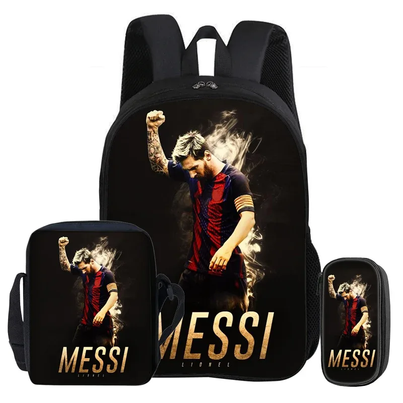 sac à dos pour enfants, ensemble de 3 pièces, sac à dos football star, meilleur cadeau, sac à bandoulière pour étudiants, sacs à crayons, sac à livres m-messis