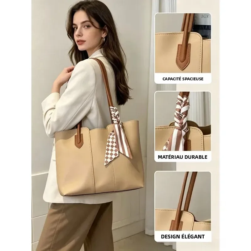 sac fourre-tout grande capacité de style coréen pour femme, sac à bandoulière simple pour trajets quotidiens, texture de niche, printemps/été 2026