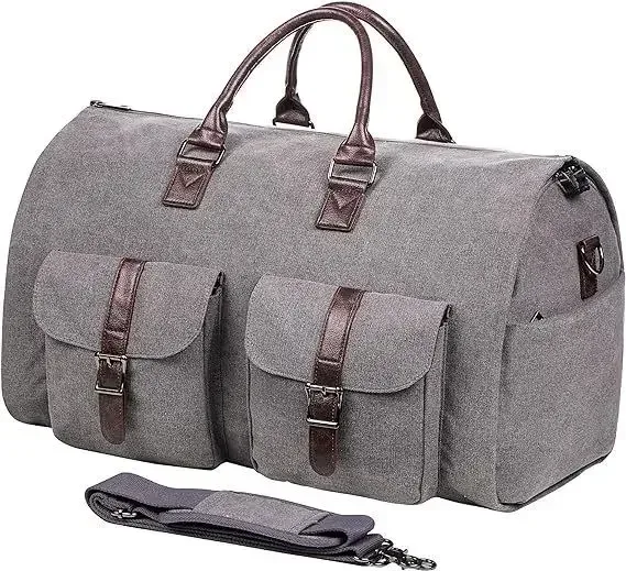 sac de voyage d'affaires en cuir pu pour homme, grand sac de voyage convertible 2-en-1, imperméable, sac de sport et sac à vêtements suspendu