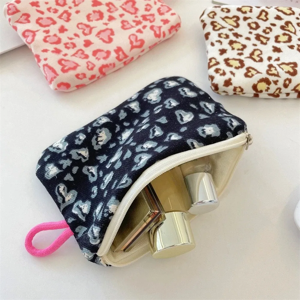 nouveau imprimé mini maquillage rouge à lèvres pochette de rangement porte-monnaie sac de carte mignon femmes cosmétique organisateur sac portable petit sac de rangement