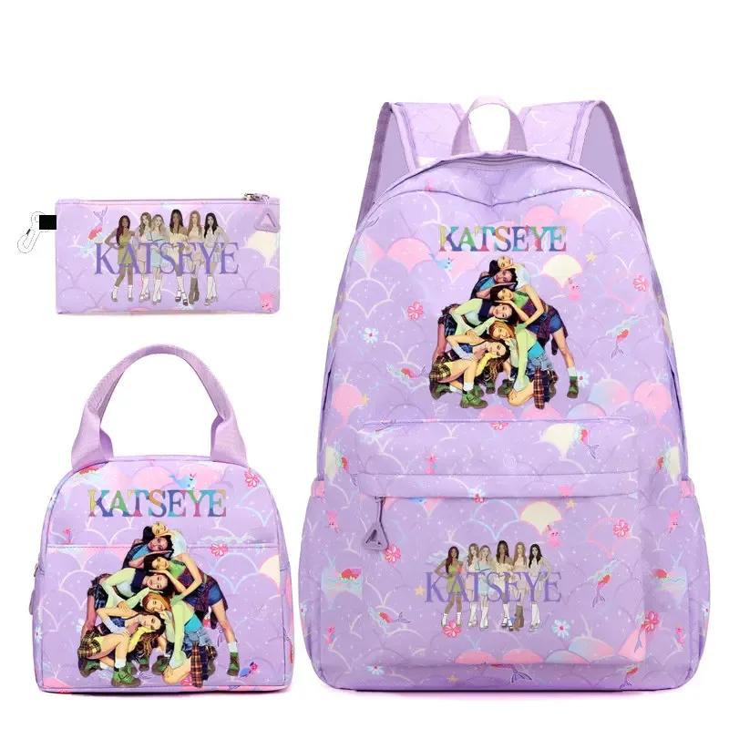 sac dos polyester motifs groupe filles poignée supérieure glissière capacité 20 35 litres unisexe couleurs rose clair violet bleu clair
