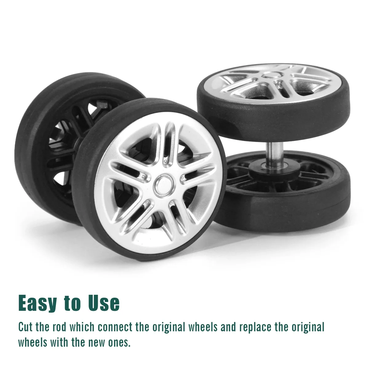 roues à bagages argentées de remplacement avec vis, 8 pièces, roues à bagages de voyage, pièces de rechange pour valise, essieux de 60mm, réparation de roues à roulettes