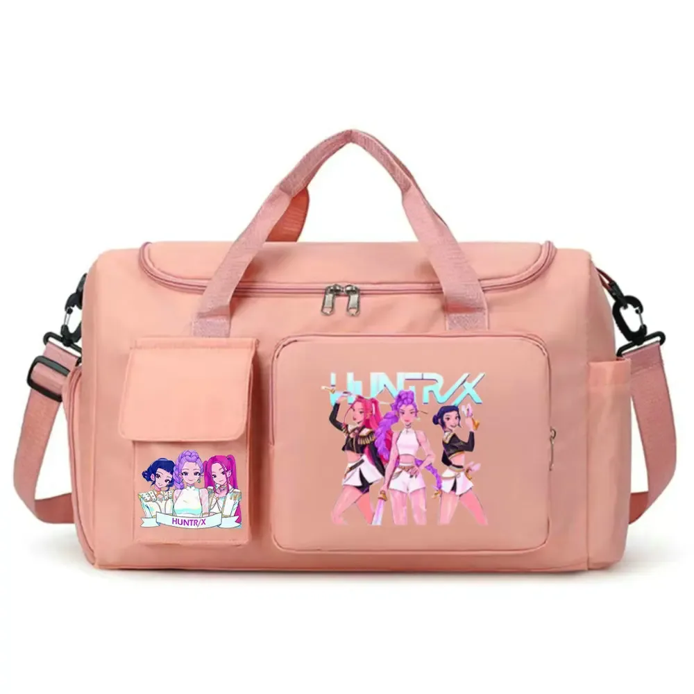 kpop demon hunters – bagage à main de grande capacité pour filles et garçons, sac de sport et de fitness avec séparation sec-humide, sac de voyage pour courtes distances