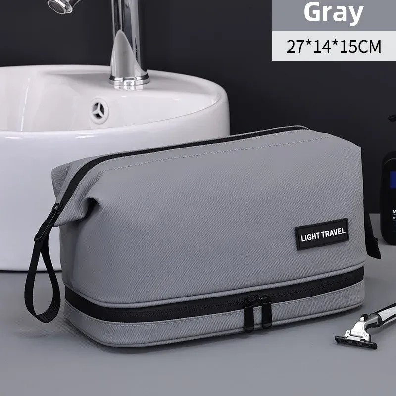 trousse de toilette de voyage homme double couche grande capacité imperméable pour cosmétiques et rasage – sac de rangement portable pour maquillage