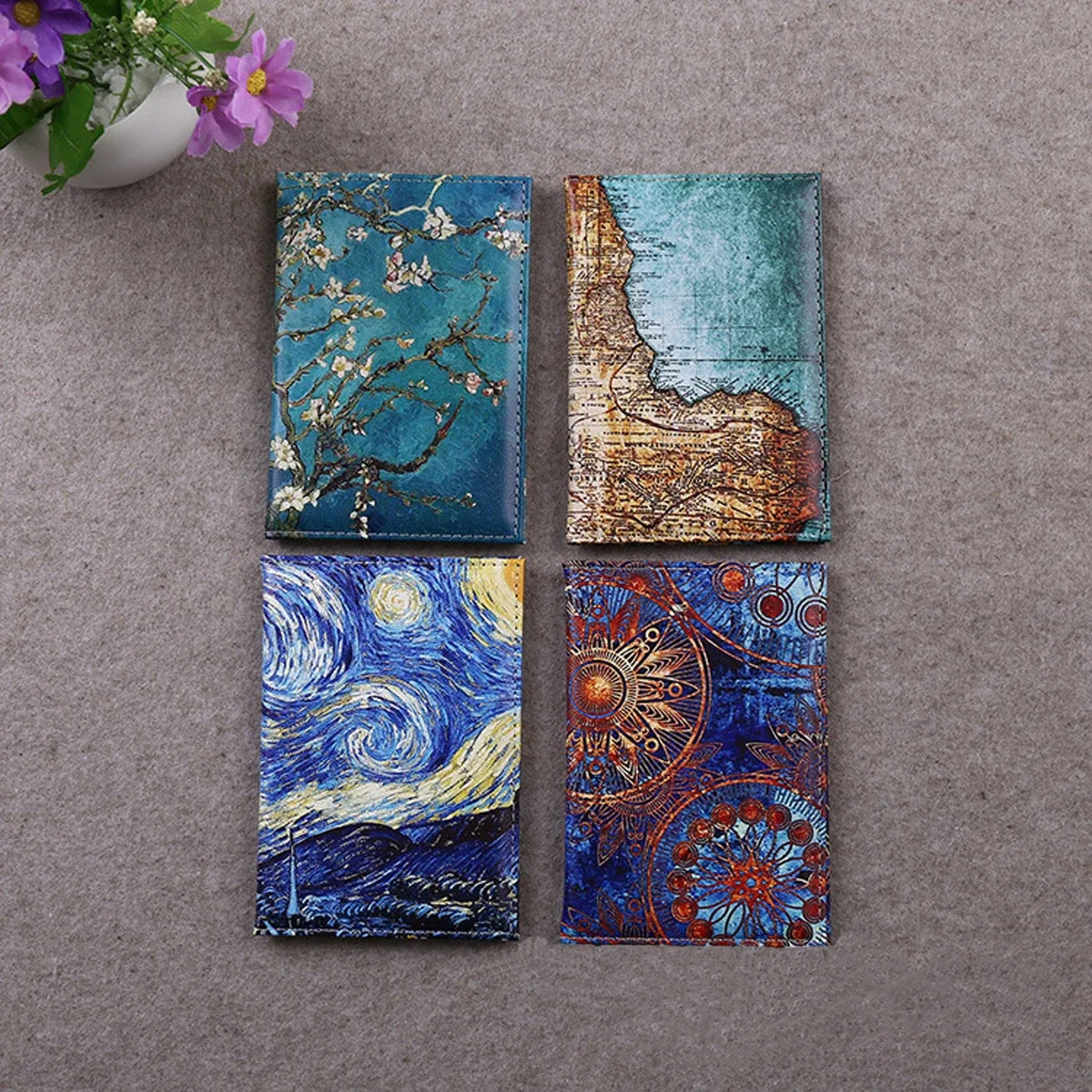 cadenas serrure tsa motif fleur couverture cuir voyage protection passeport accessoire balluchon cuir imprimé bleu floral transport document travail