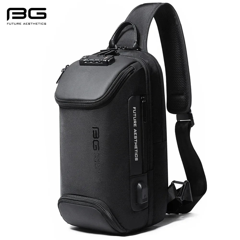 BANGE Nouveau Modèle Classique Sac Bandoulière Antivol pour Homme, Léger, avec Port USB, pour Affaires et Extérieur
