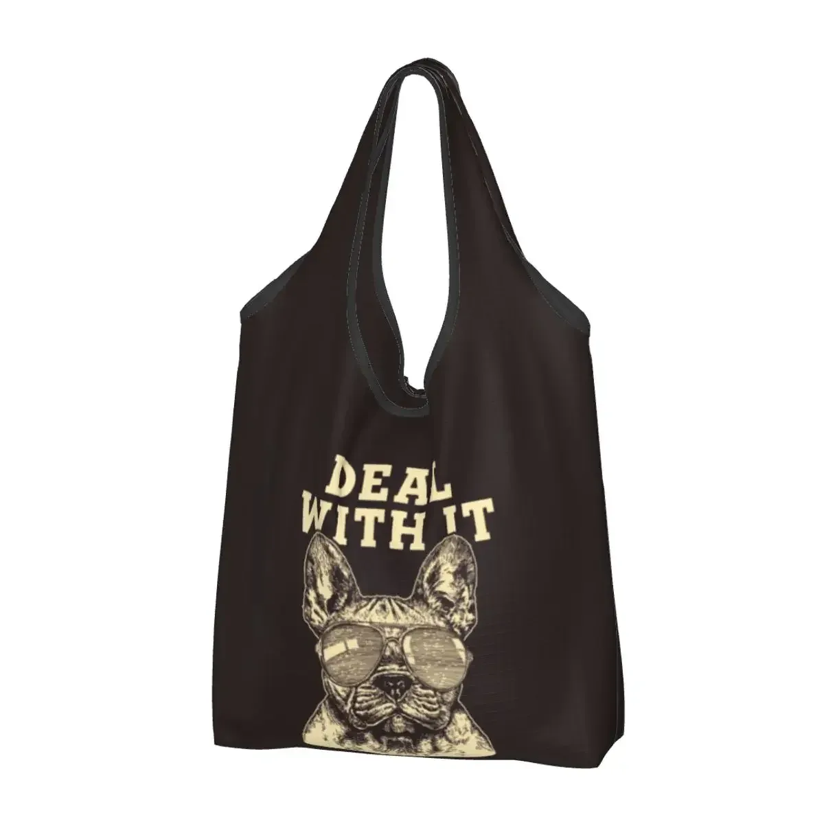 sac à provisions portable pop art pour femme, style bungalow, bouledogue français, sac fourre-tout pour chien, cadeau pour animal de compagnie, sacs d'épicerie