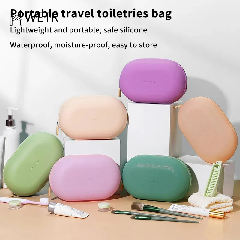 sac à cosmétiques portable en silicone de grande capacité, sac de rangement de cosmétiques souple et étanche, sac de lavage résistant à l'humidité pour la maison et les voyages