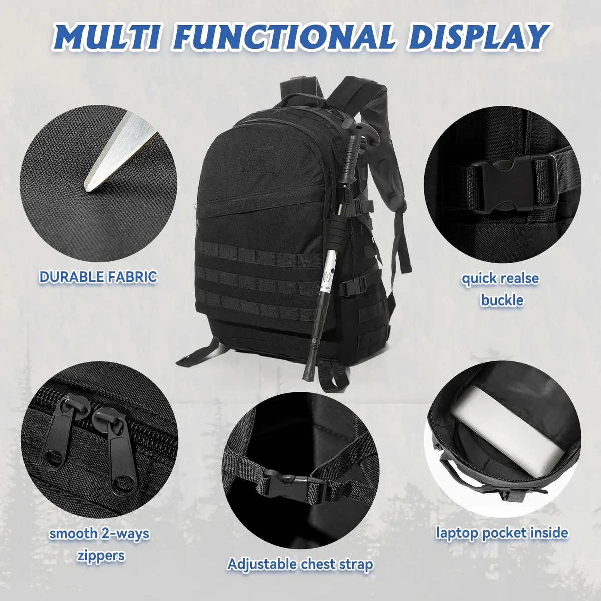 40l sacs à dos tactiques militaires molle armée assaut pack sacs à dos imperméables avec patch 3 jours bug out sac randonnée trekking sac à dos