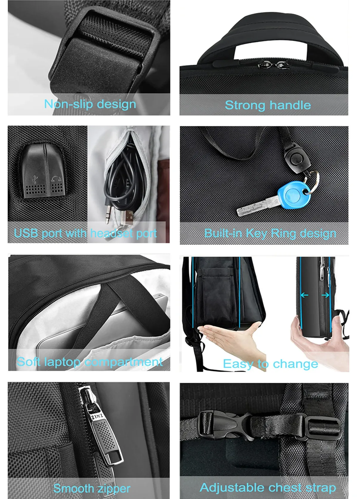 zinz slim extensible sac à dos pour ordinateur portable antivol 15-16 pouces sac pour ordinateur portable de voyage d'affaires pour hommes et femmes
