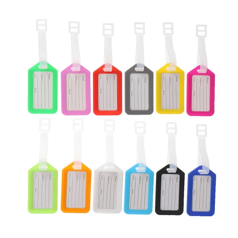 étiquettes de bagage en plastique pour hommes et femmes, étiquette de bagage, porte-nom, adresse d'identification de valise, accessoire de voyage, expédition d'embarquement, 10 pièces