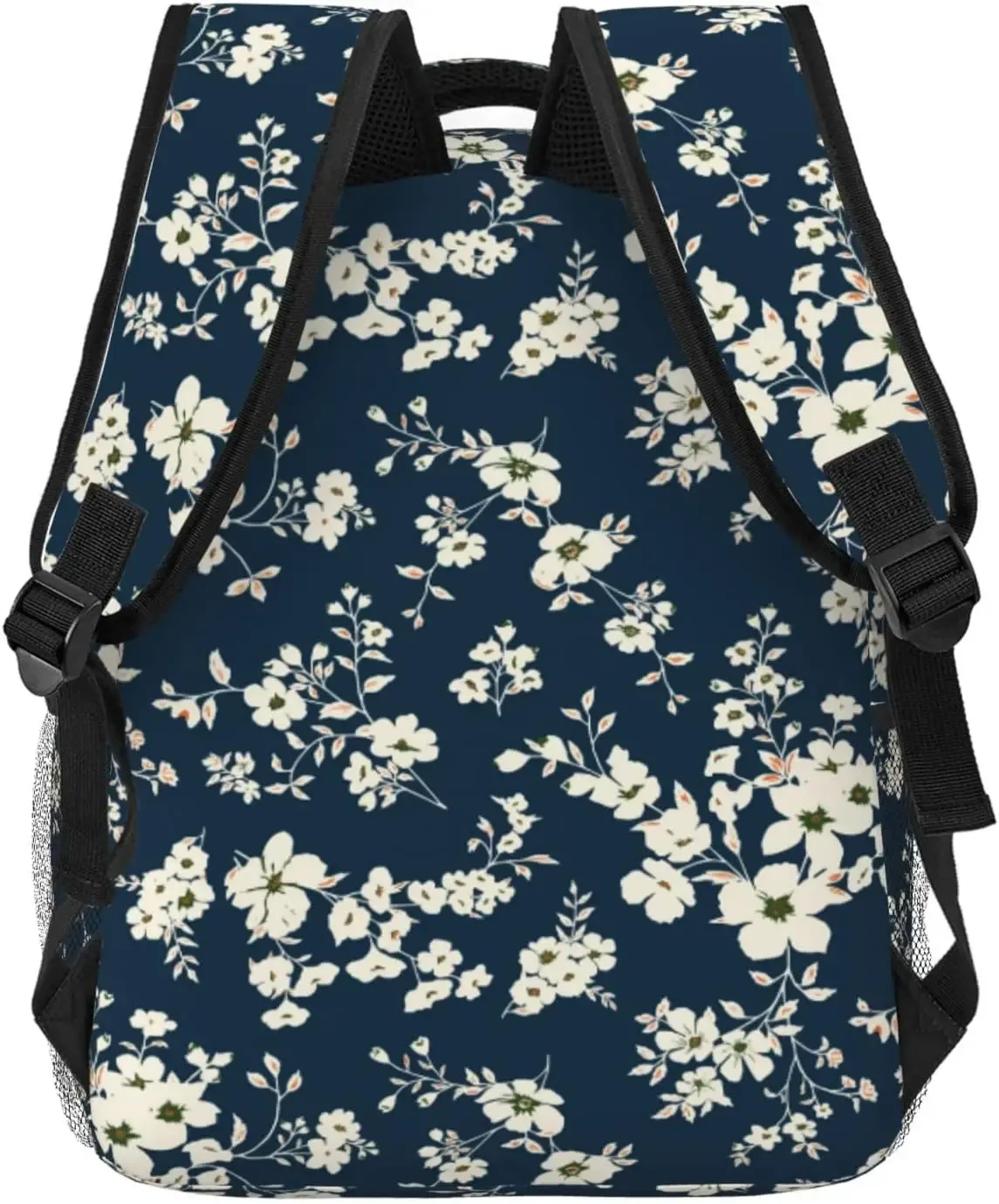 sac à dos léger pour ordinateur portable avec fleurs mignonnes sur fond bleu, cartable universitaire, sac de jour décontracté, sac de voyage, hommes et femmes