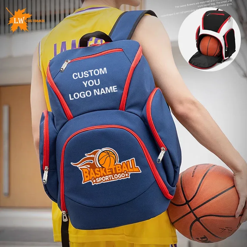 Sac à dos de basket-ball personnalisé pour hommes, sac de sport, sac de football pour jeunes, grande capacité, motif de logo imprimé personnalisé