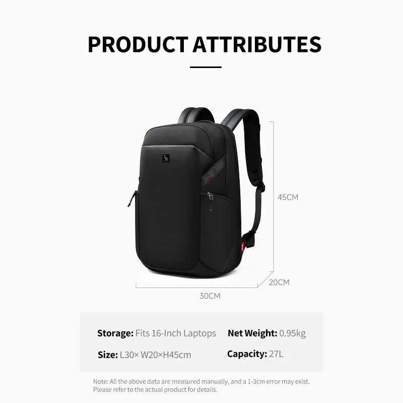 oiwas 27l sac à dos professionnel durable et résistant à l'eau, aux rayures et à l'huile pour ordinateurs portables de 16 pouces