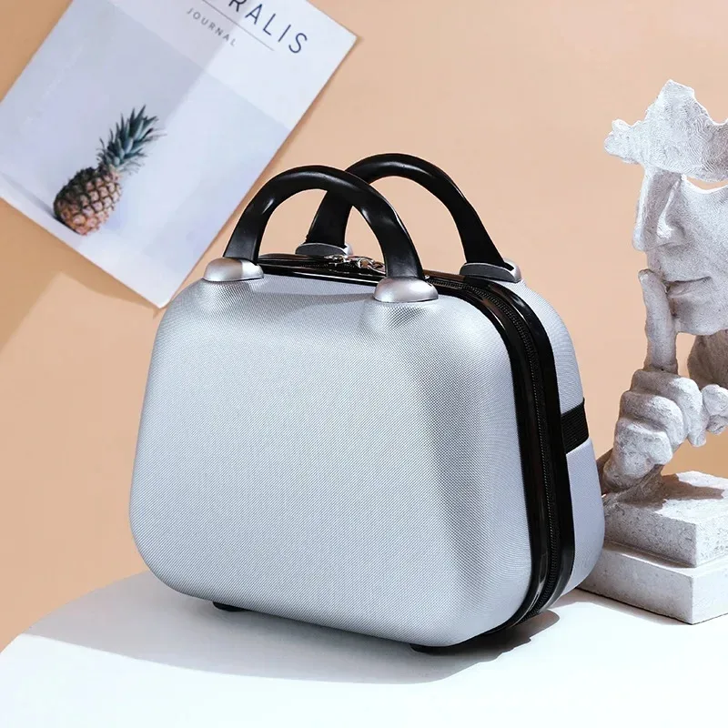 sac de maquillage de voyage pour femmes de 14 pouces, mini valise compacte en plastique abs, design uni, idéal pour un usage personnel