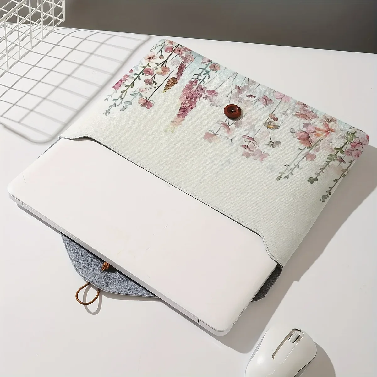 sac pour ordinateur portable à motif imprimé floral avec housse en tissu souple pour ordinateur portable, adapté au rangement à couverture souple pour ordinateur portable et au sac de rangement pour tablette
