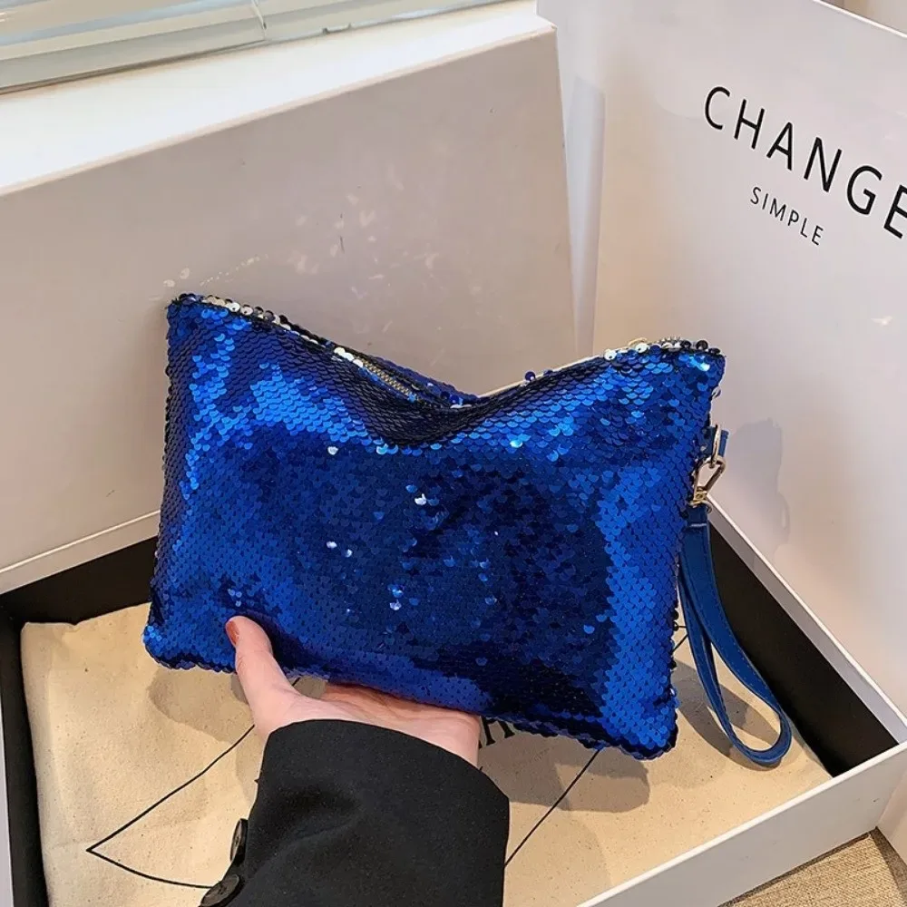 nouvelle trousse à cosmétiques brillante à paillettes, trousse de maquillage multifonctionnelle de grande capacité avec fermeture éclair, sac de rangement en polyester, sac de rangement de voyage