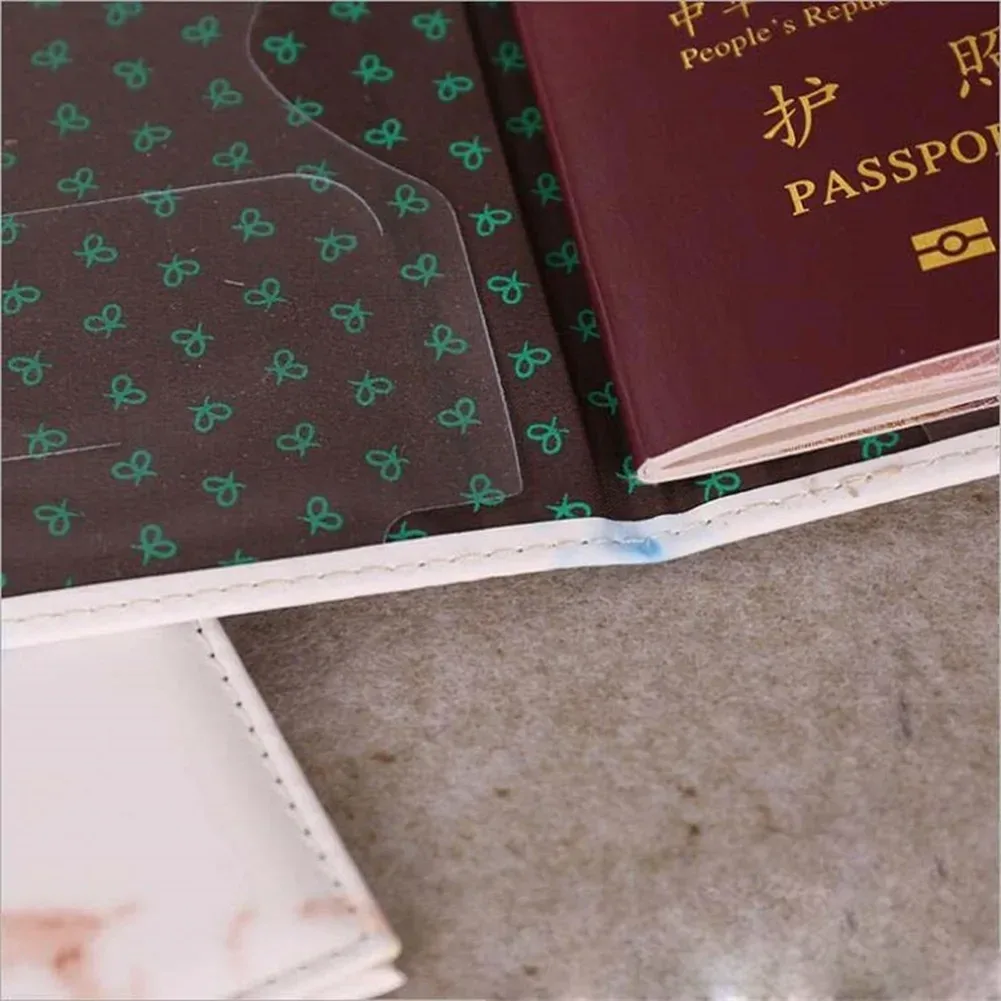 couverture de passeport en cuir pu pour femmes et hommes, style marbre, carte d'identité de voyage, porte-passeport, billet de protection, pochette portefeuille