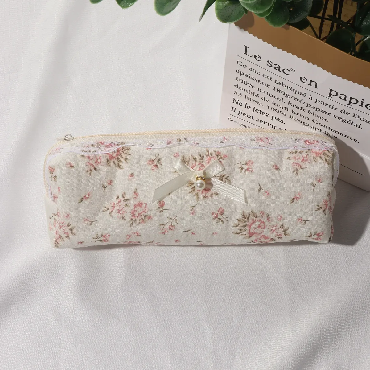 sac de voyage pour pinceaux de maquillage en coton, pochette de rangement à motifs floraux pour brosses cosmétiques et articles de toilette pour femmes, organisateur portable