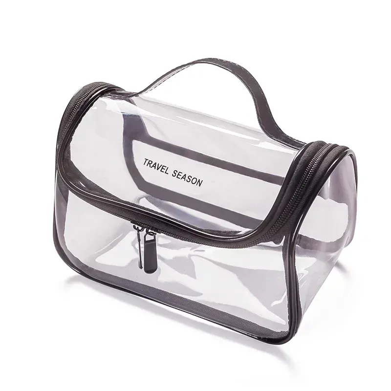 sac à cosmétiques de maquillage transparent, pochette de toilette de voyage portable, pochette transparente étanche, rangement, kit de lavage de voyage à domicile