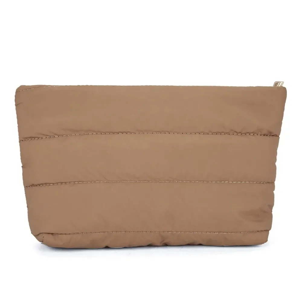 pochette de maquillage matelassée décontractée, couleur unie, rembourrée, sac de toilette de voyage, grande capacité, fermeture éclair, organiseur de cosmétiques pour femmes