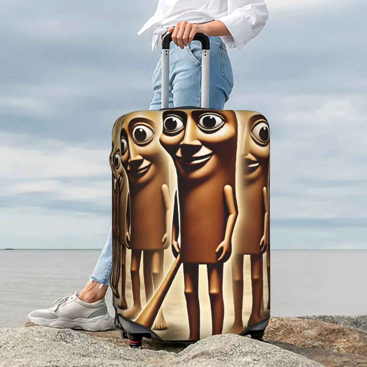 housse de protection élastique pour valise, motif humoristique italien tung tung tung sahur funk, convient aux valises de 18 à 32 pouces
