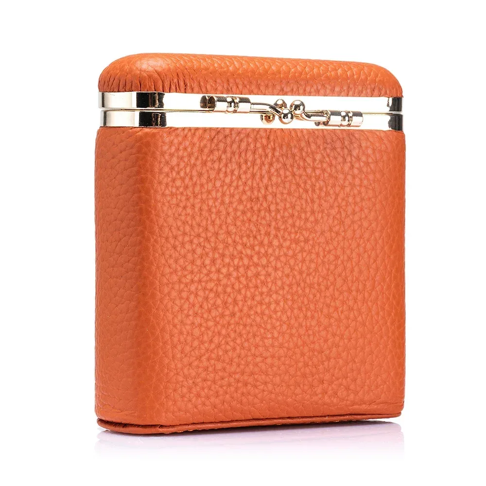mini trousse de maquillage portable en cuir simple pour femmes, rangement miroir, usage personnel, petits étuis à rouge à lèvres, sacs à cosmétiques