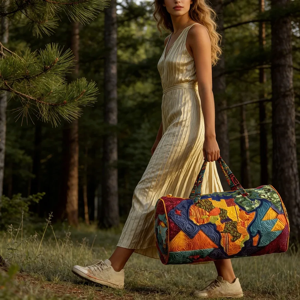 sac de voyage 3d matelassé afrique pour femme, sac de week-end bohème avec imprimé carte des femmes africaines, bagage cabine, sacs de festival uniques
