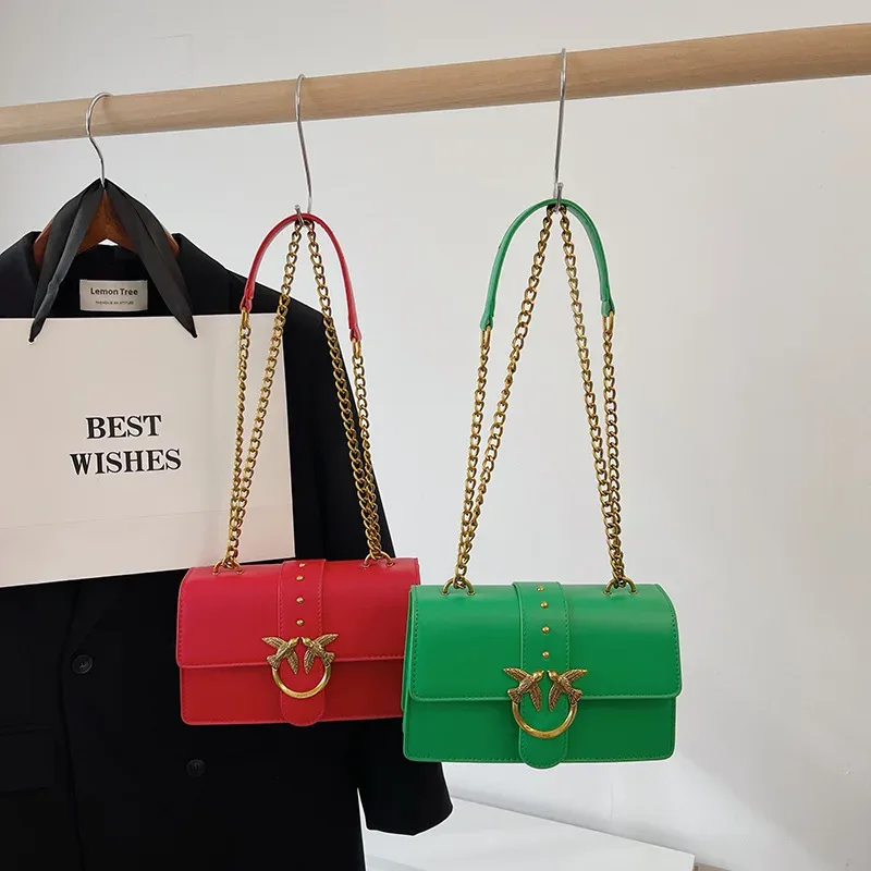 sac bandoulière pinko swallow chain bacchus, nouveau sac à main tendance européen et américain, sac porté épaule ou sous le bras