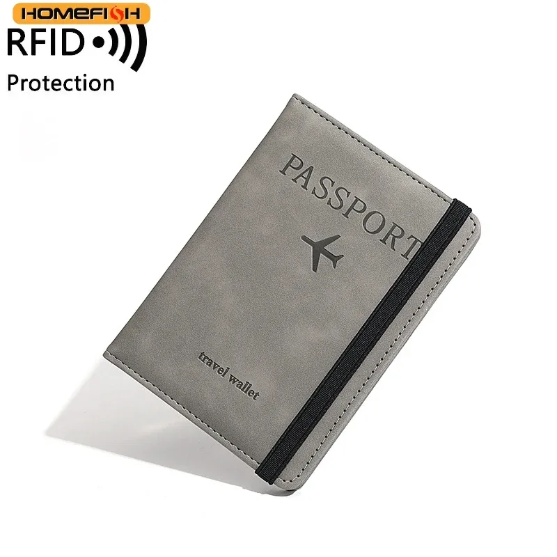homefish porte-passeport rfid vintage pour hommes et femmes, étui portefeuille multifonction en cuir pu pour cartes d'identité et bancaires, accessoire de voyage