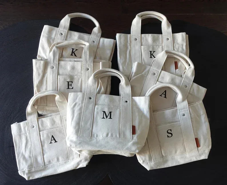 Mini sac fourre-tout bateau en toile personnalisé, sac personnalisé, sac à main en toile, GUEST DE Mariage personnalisé, sacs de fille de fleur, sacs cadeaux