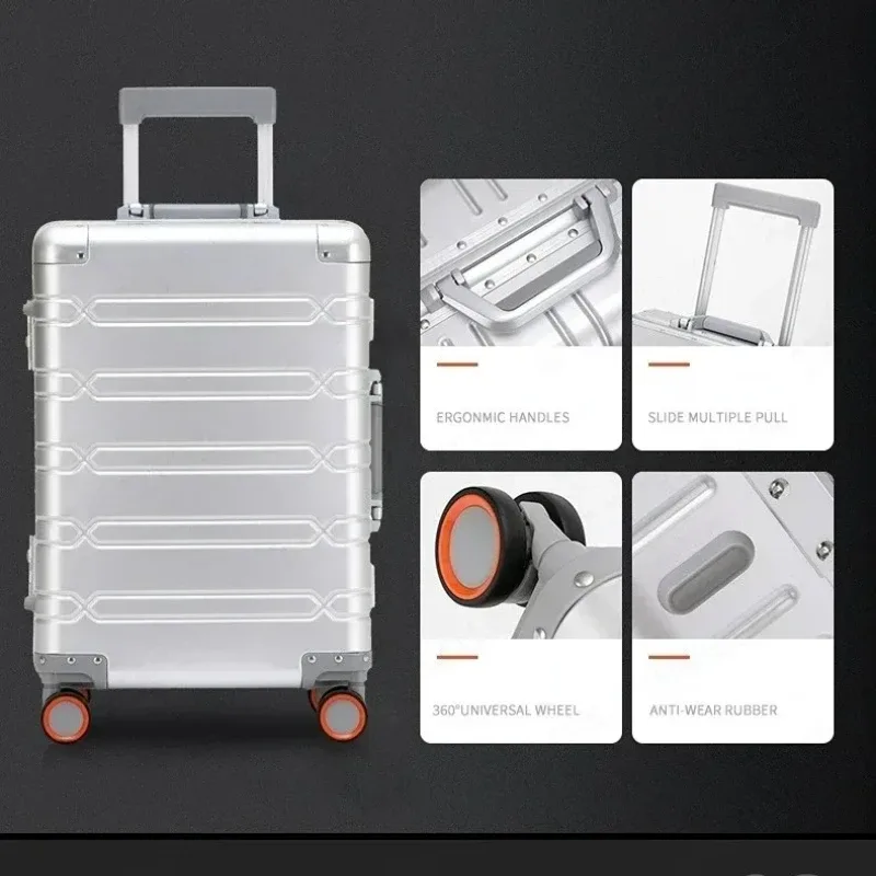 valise/sac de 24 pouces en alliage aluminium-magnésium de luxe, expédiée depuis l'ue, idéale pour les étudiants.