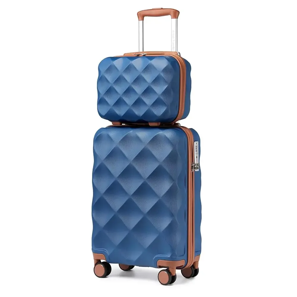 ensemble de bagages 2 pièces british traveler | mallette cabine avec serrure tsa et trousse de toilette | 4 doubles rouleaux | 31 + 54 cm