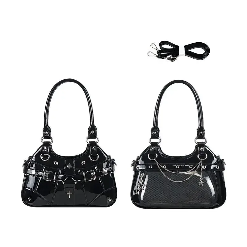 y2k mode femmes sac à bandoulière mignon doux ita sac lolita filles poche transparente bricolage affichage sac à main mode sous les bras sac à main