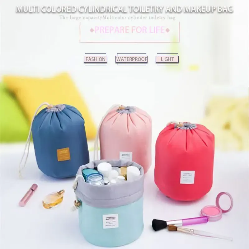 trousse de maquillage ronde étanche pour femme, trousse de toilette, trousse de maquillage de voyage, trousse de rangement pour femme, haute capacité, large, mode, nouveau