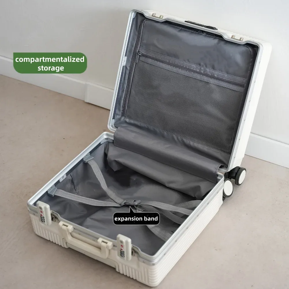 valise de poche à ouverture avant, cadre en alliage d'aluminium, bagages roulants de 18 pouces, sacs de chariot de voyage à main avec roue rotative