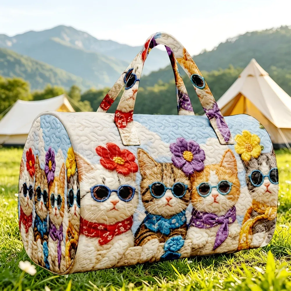 sac fourre-tout à motif de chat avec motif imprimé en 3d – sac à main léger pour les voyages – grand sac de courses rétro à grande capacité.