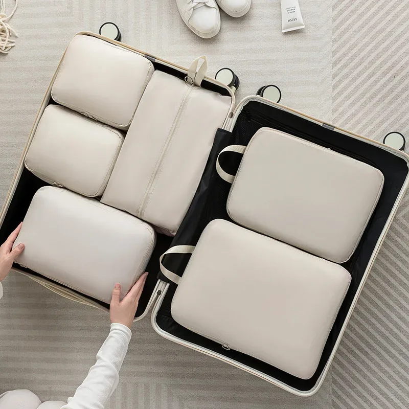 cube voyage compression nylon fermure éclair organisation vêtements polyvalent femmes sac deplacement economie place