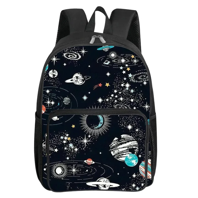 sac à dos à poche avant carrée à motif de planètes cosmiques pour garçons et filles, meilleurs cadeaux, sacs d'école à dessin animé 2d pour enfants